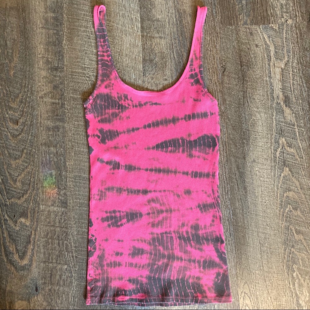 Pink Tie-Dye Ribbed Tank